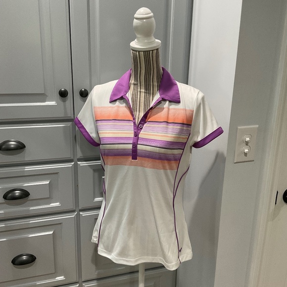 Calloway Woman's Purple and White Golf Shirt, Opti-Dri, Size M - Picture 1 of 11